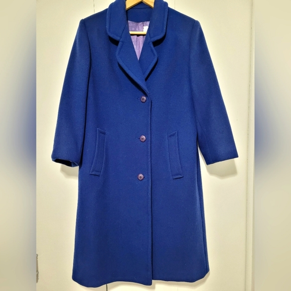 Royal Blue Long Winter Wool Coat - Picture 1 of 11